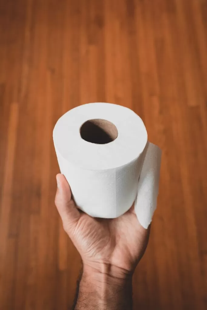 person holding white toilet paper roll